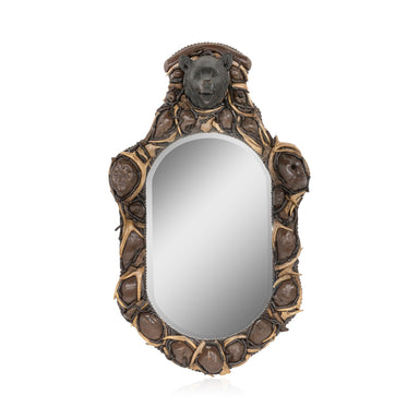 Black Forest Style Antler Mounted Mirror, Furnishings, Decor, Mirror