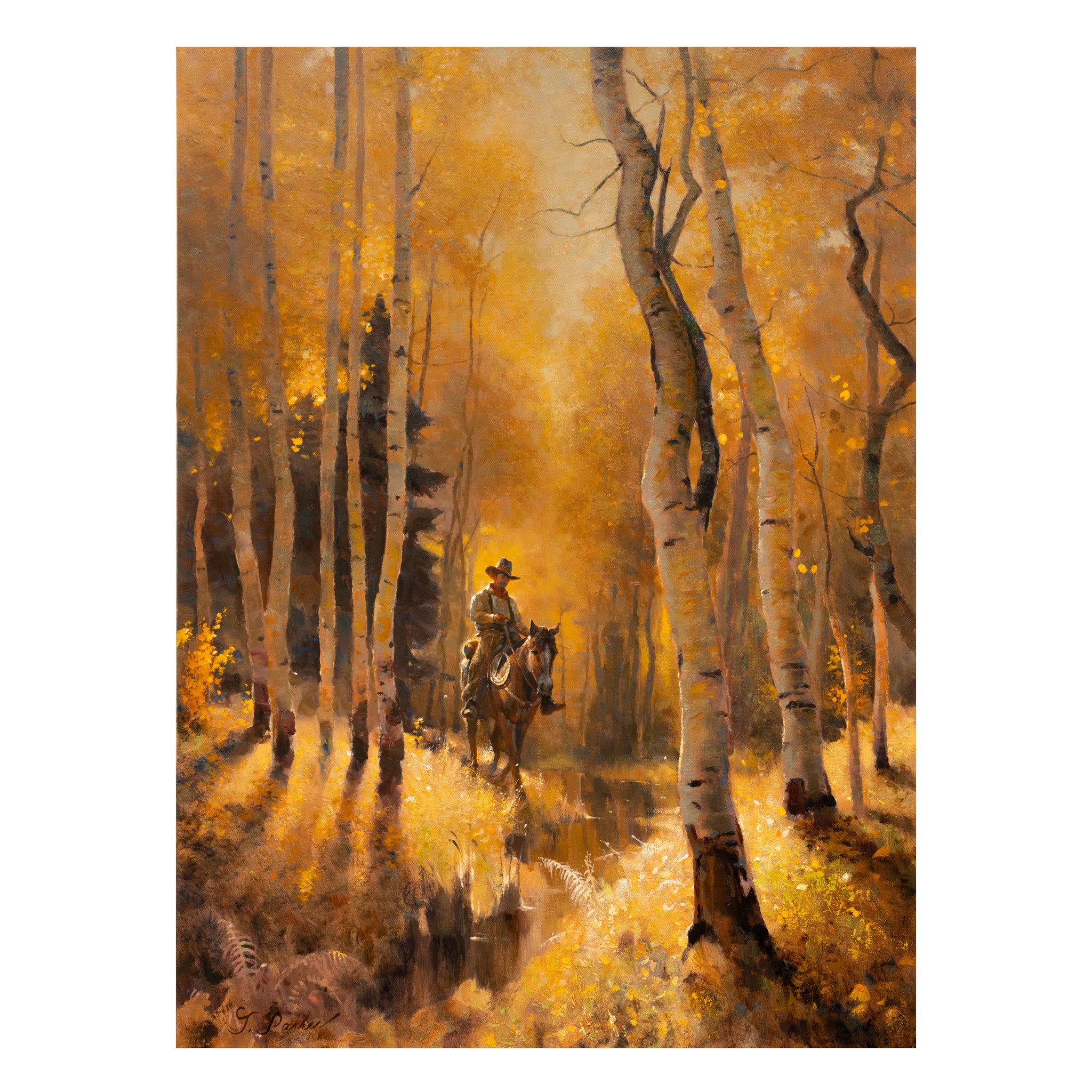 Tracking Through the Aspen by Greg Parker, Fine Art, Painting, Western