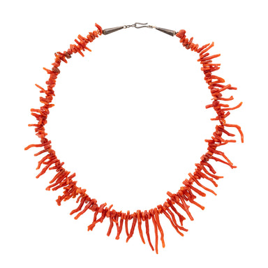 Beaded Coral Necklace, Jewelry, Necklace, Native