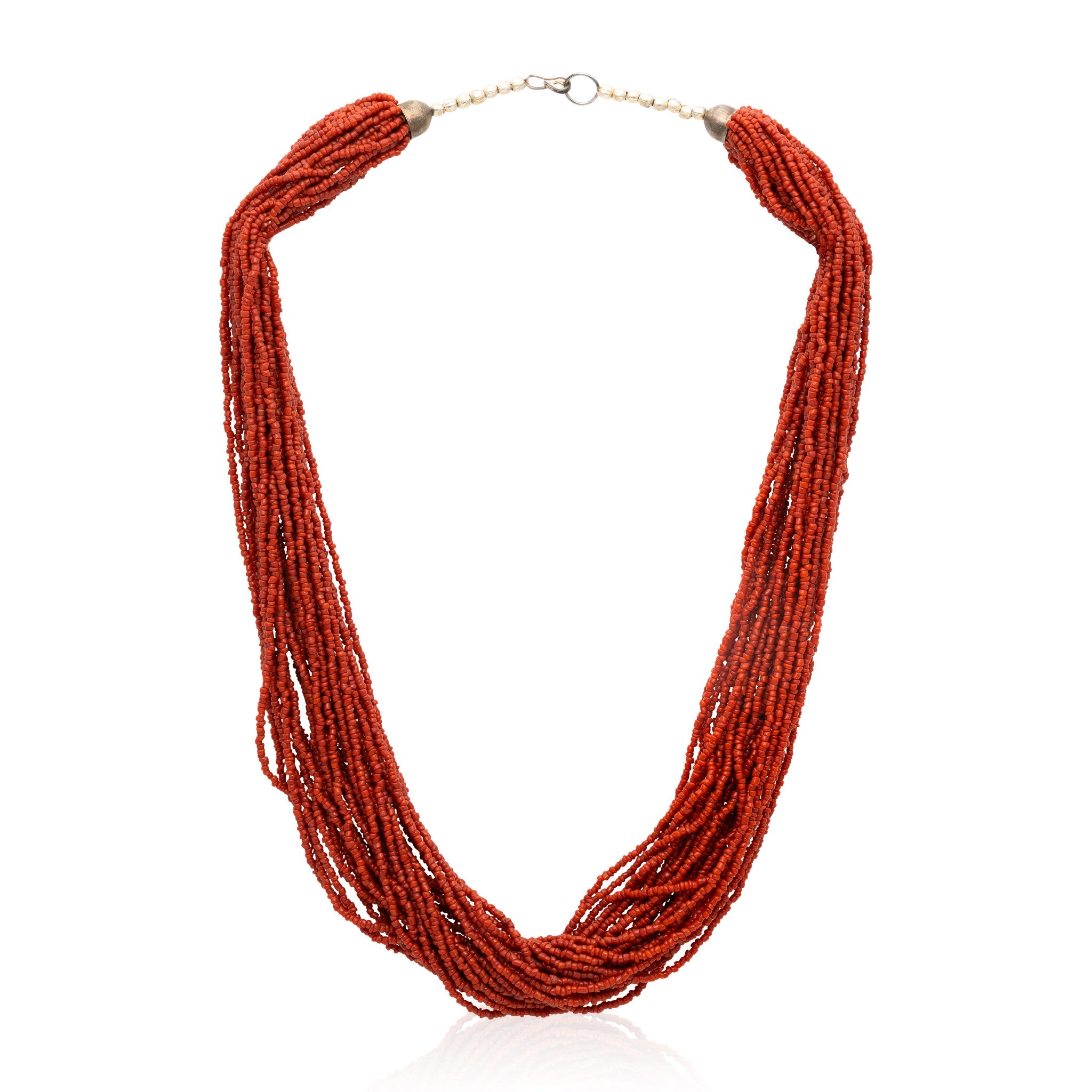 Native Coral Beaded Necklace, Jewelry, Necklace, Native