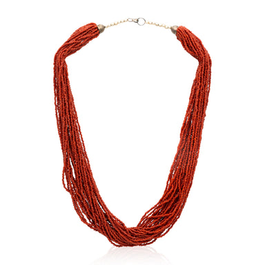 Native Coral Beaded Necklace, Jewelry, Necklace, Native