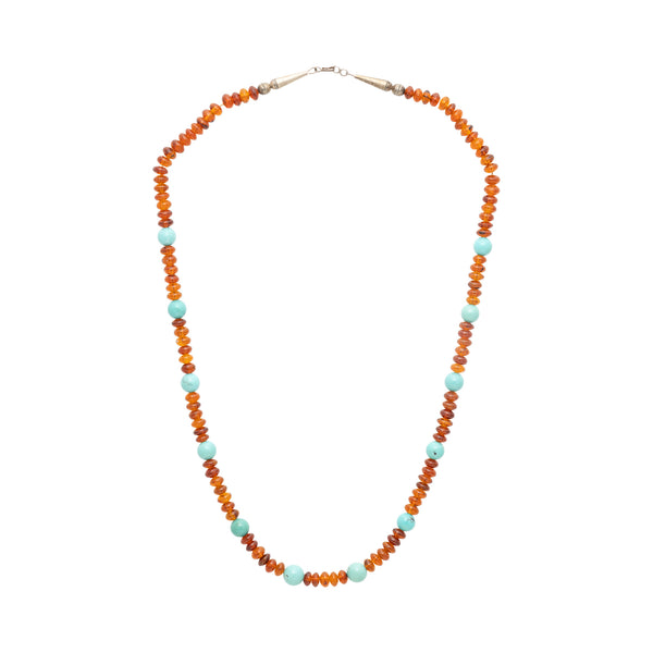 Navajo Turquoise and Amber Beaded Necklace, Jewelry, Necklace, Native