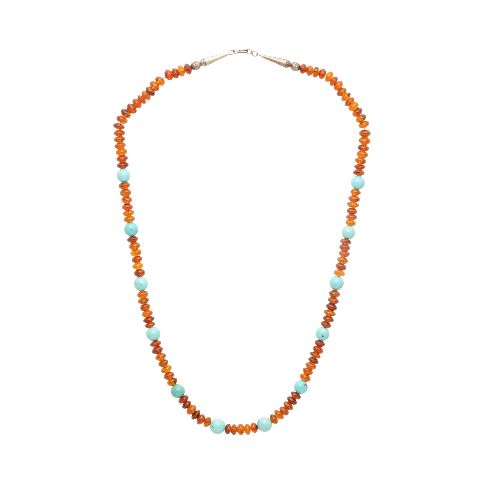 Navajo Turquoise and Amber Beaded Necklace, Jewelry, Necklace, Native