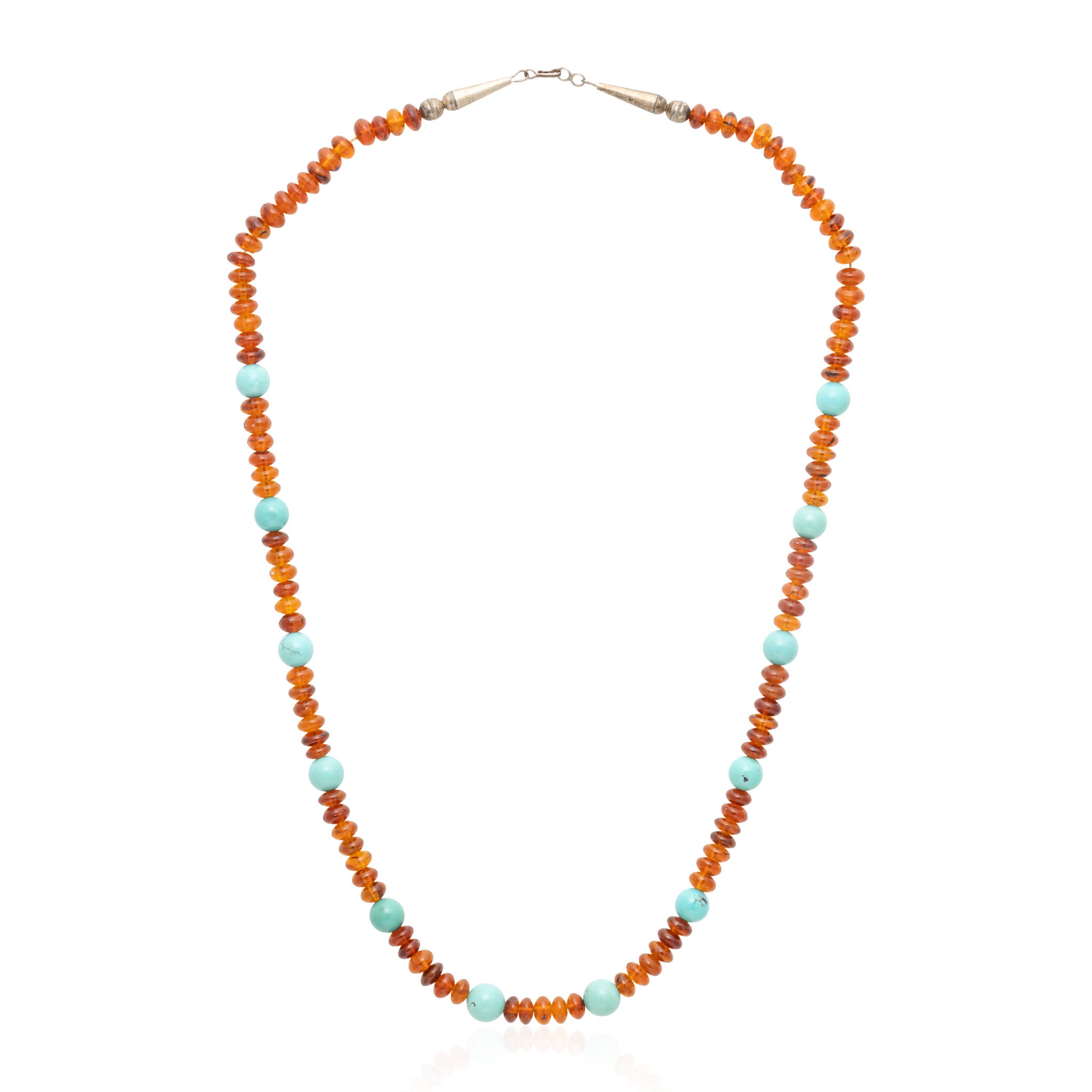 Navajo Turquoise and Amber Beaded Necklace, Jewelry, Necklace, Native