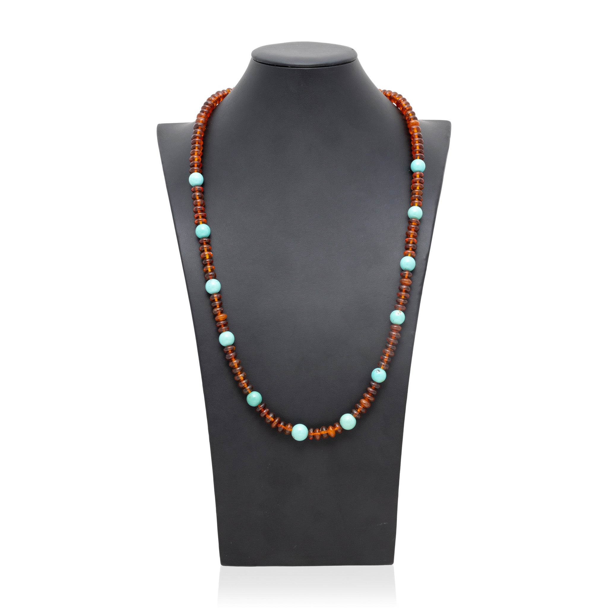Navajo Turquoise and Amber Beaded Necklace