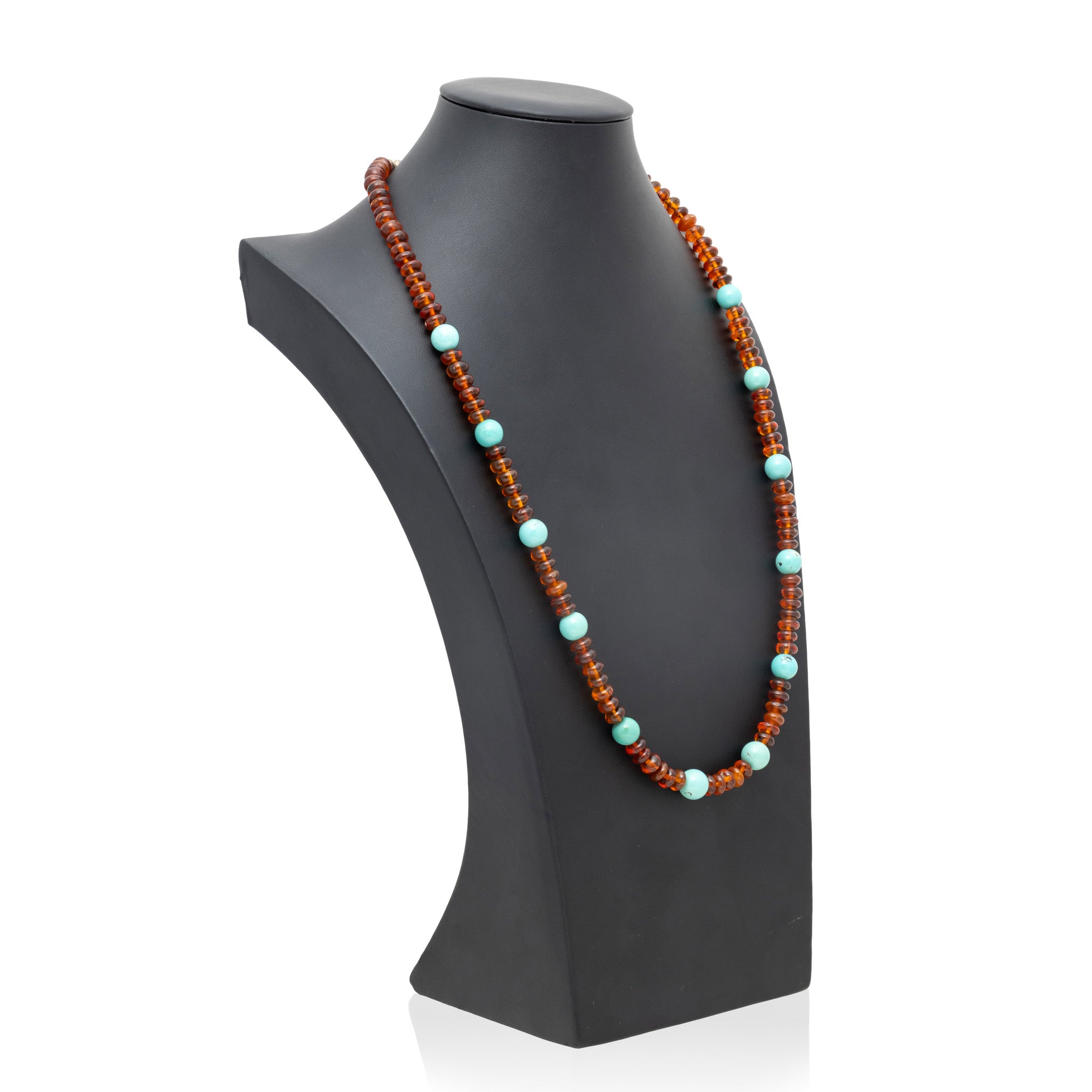 Navajo Turquoise and Amber Beaded Necklace