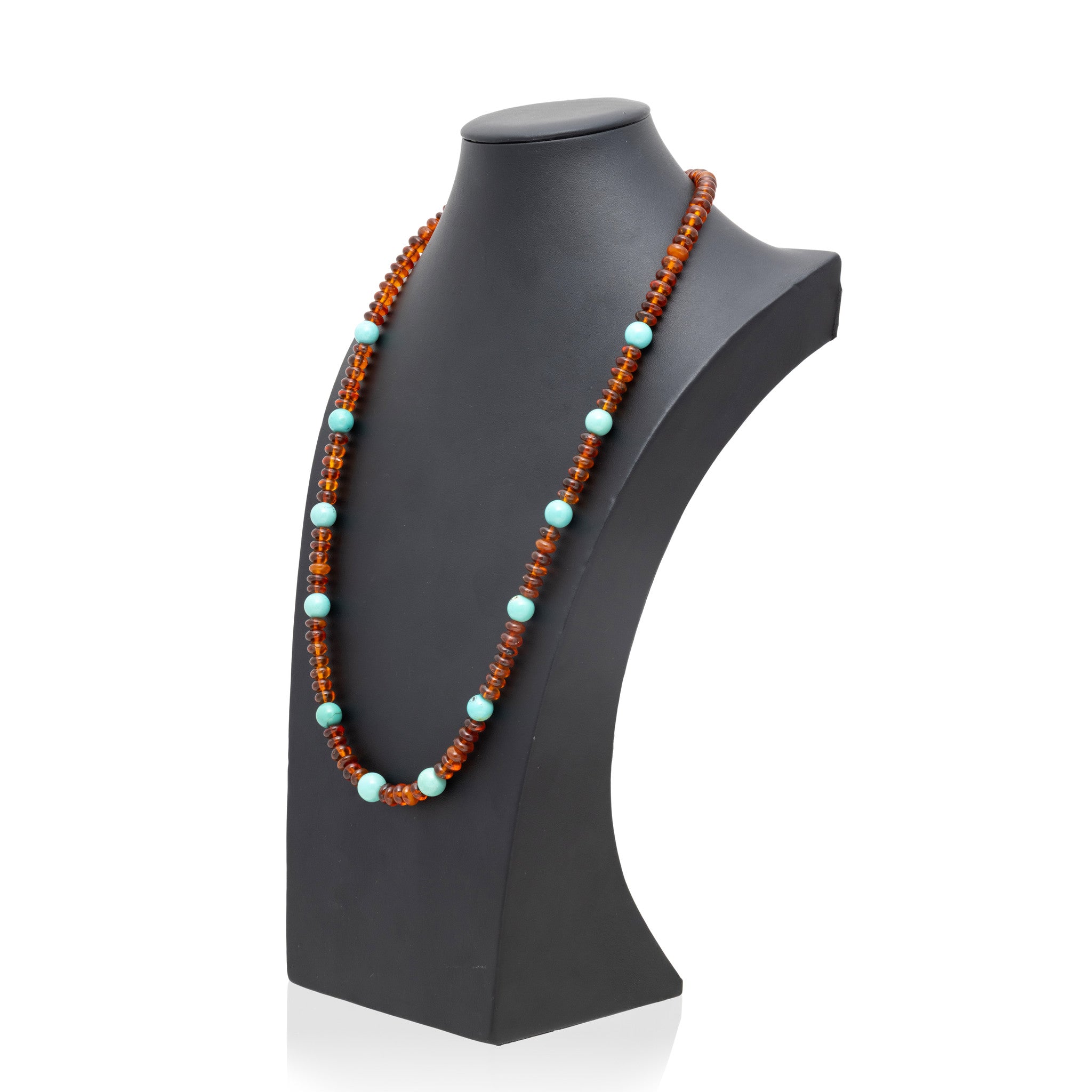 Navajo Turquoise and Amber Beaded Necklace