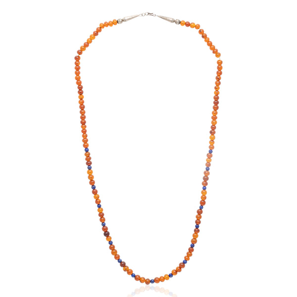 Navajo Amber and Lapis Beaded Necklace, Jewelry, Necklace, Native