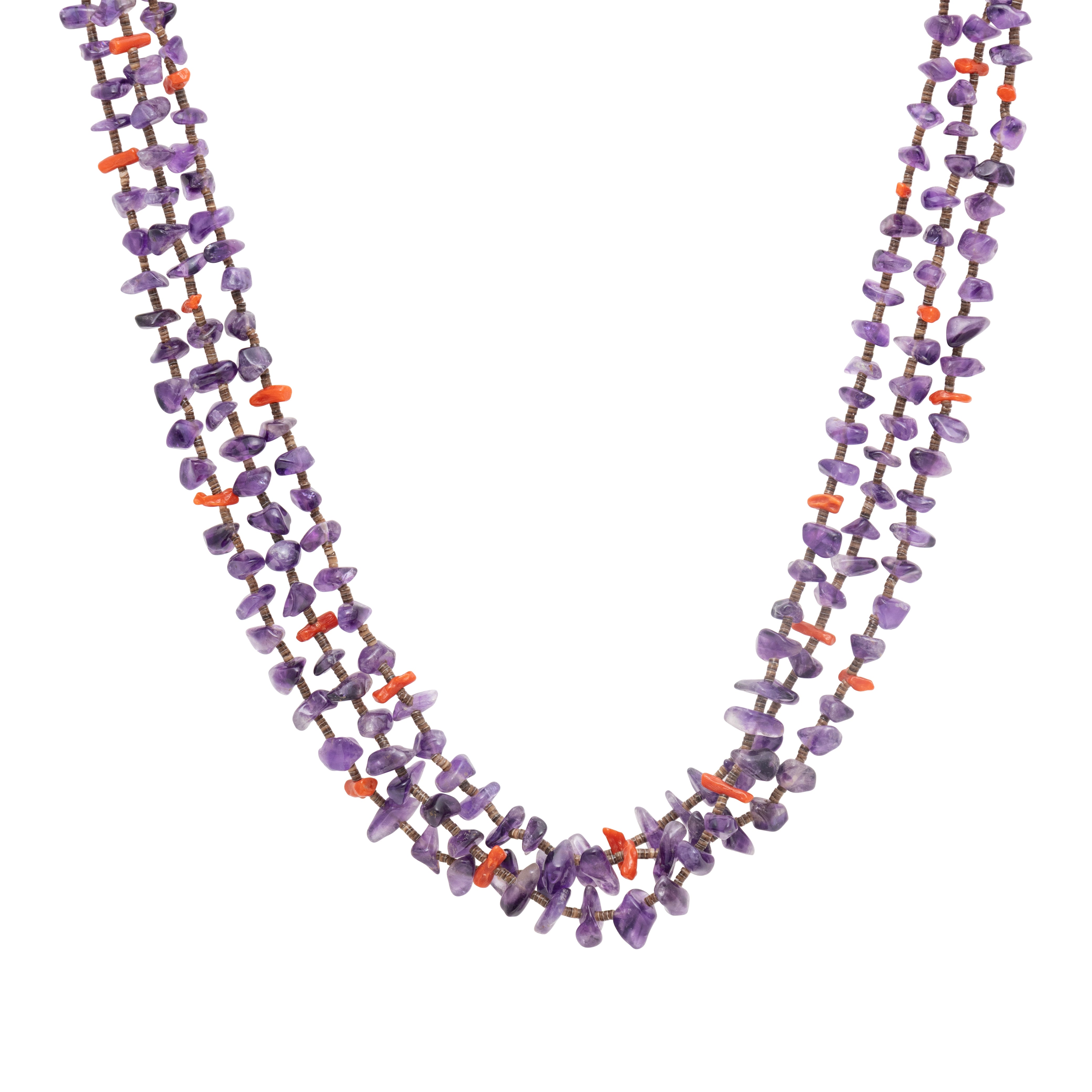 Navajo Coral and Sugilite Beaded Necklace