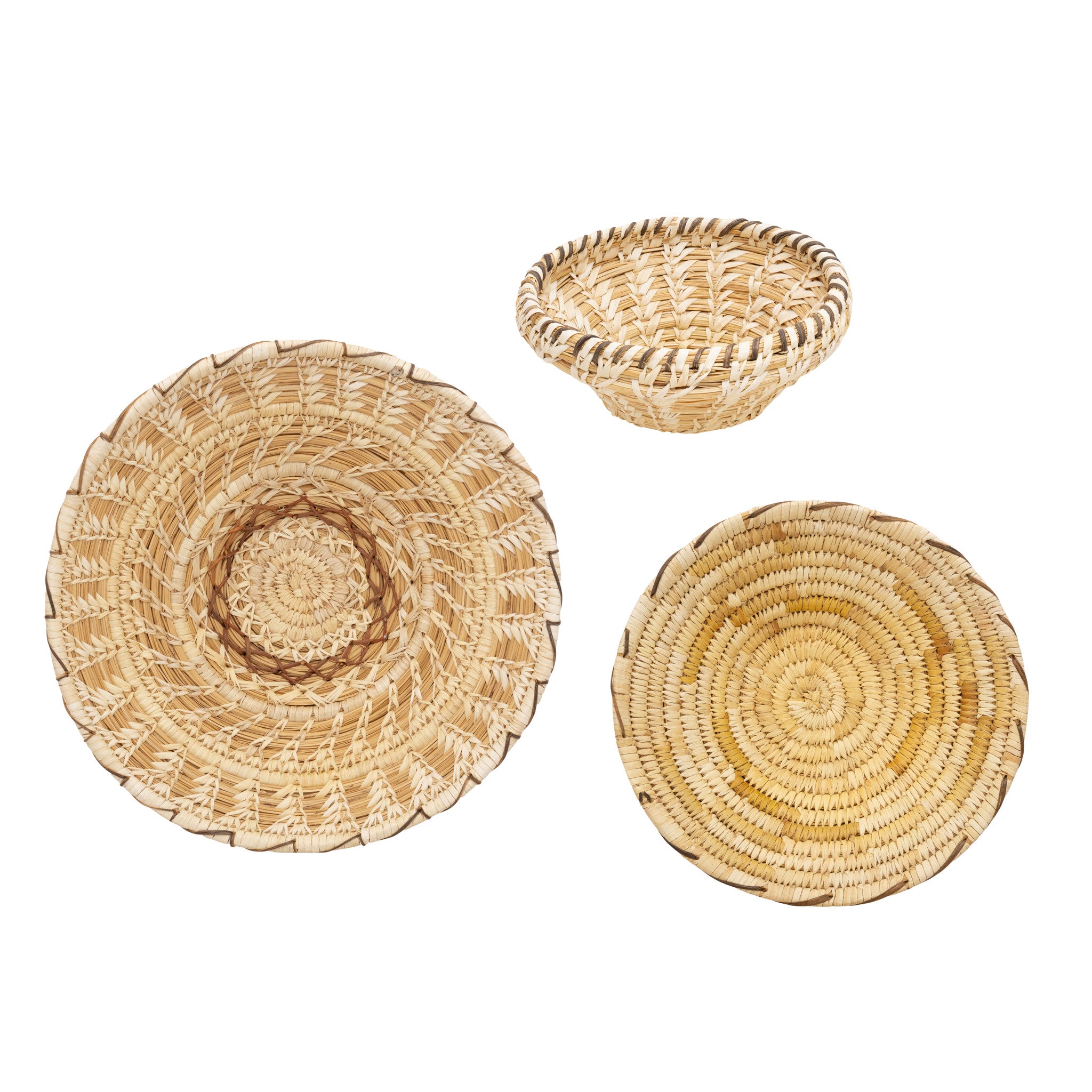 Three Papago Baskets, Native, Basketry, Vertical