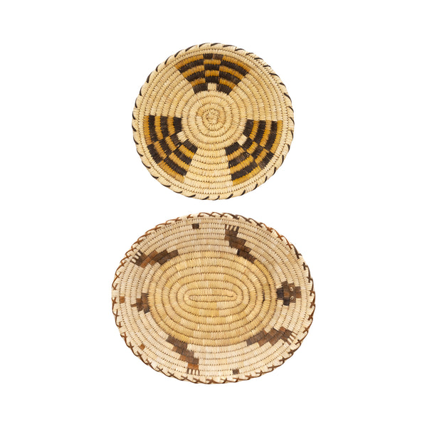 Pair Papago Platters, Native, Basketry, Plate