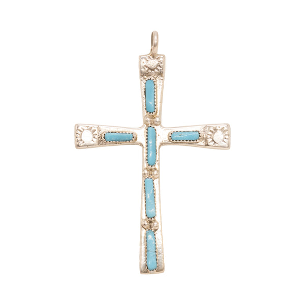Zuni Turquoise Cross Pendant, Jewelry, Necklace, Native