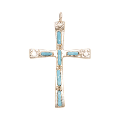 Zuni Turquoise Cross Pendant, Jewelry, Necklace, Native