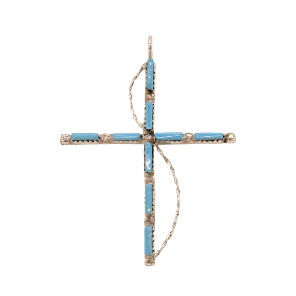 Zuni Turquoise Cross Pendant, Jewelry, Necklace, Native
