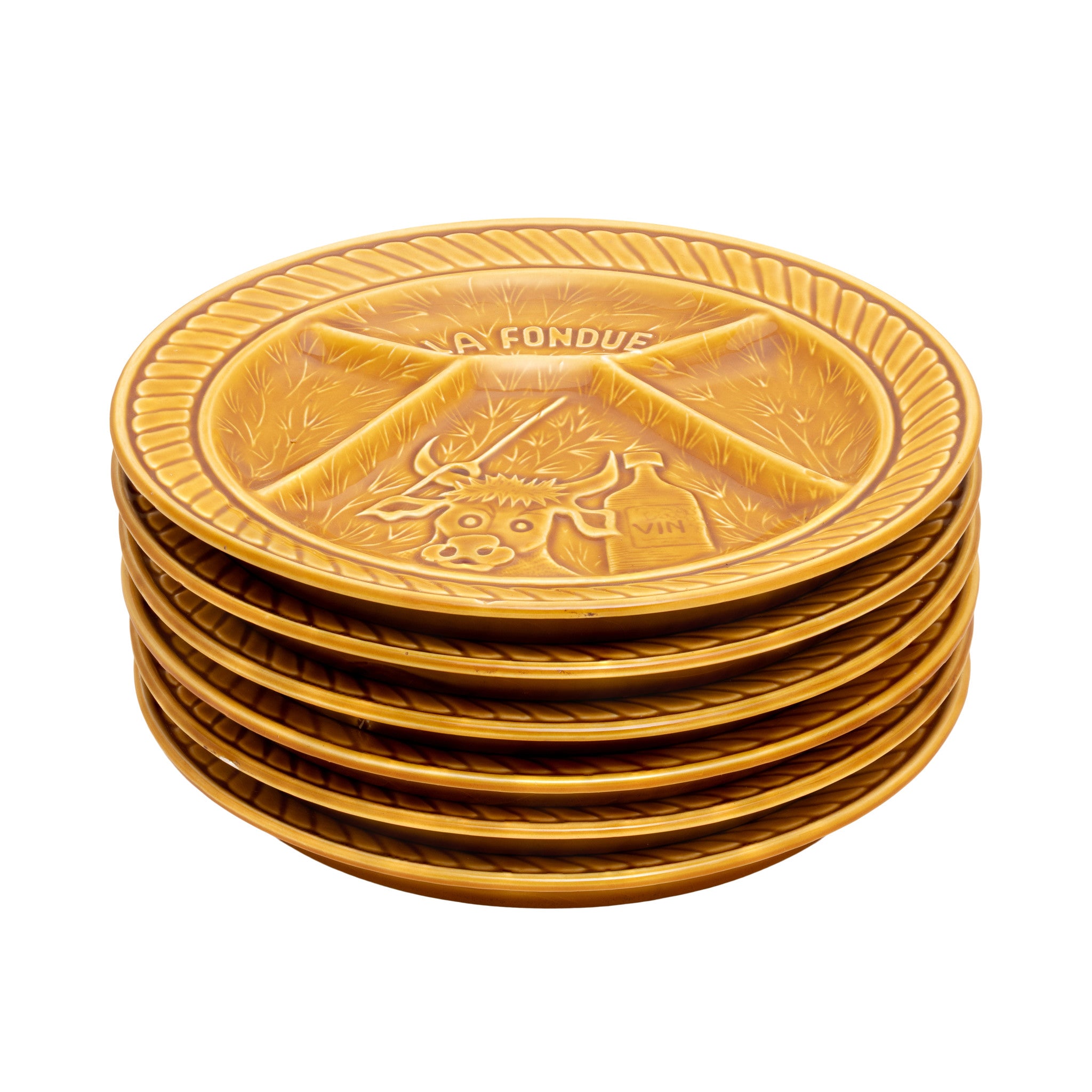 French Ceramic Fondue Plate Collection