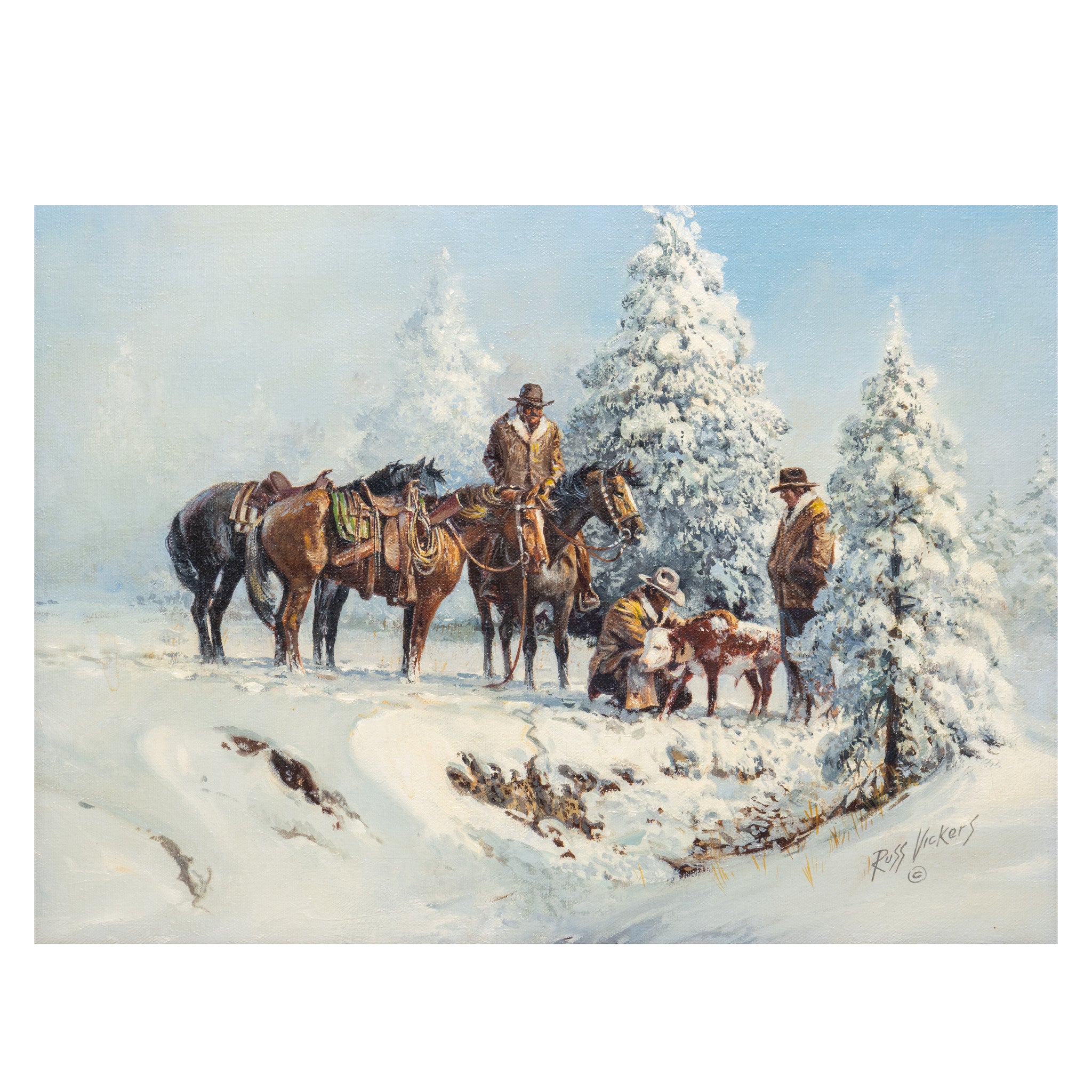 Winter Problems by Russ Vickers, Fine Art, Painting, Western