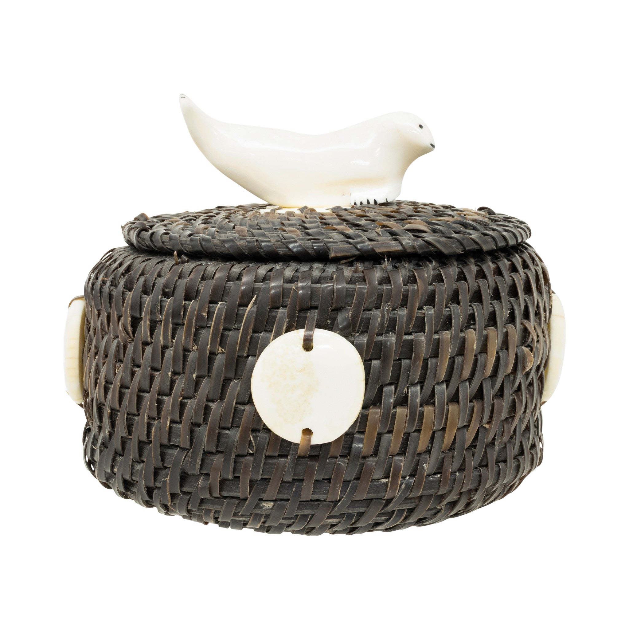 Alaskan Baleen Basket by Gregg Tagarook Sr., Native, Basketry, Vertical