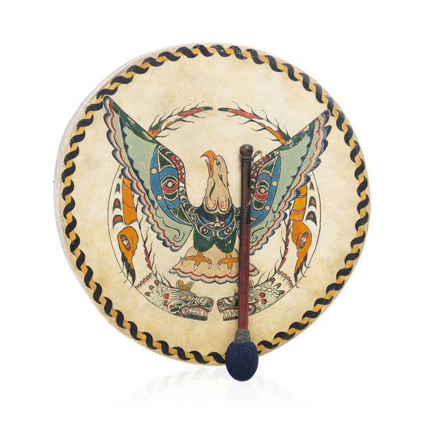 Northwest Coast Kwakiutl Pictorial Drum, Native, Music Instrument, Drum