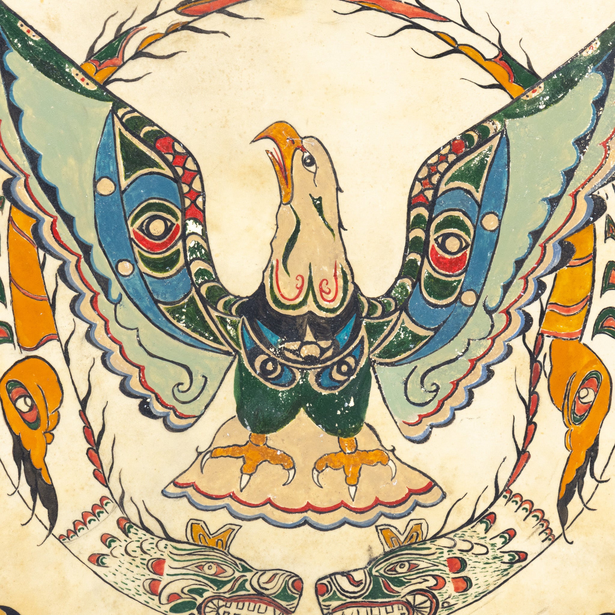 Northwest Coast Kwakiutl Pictorial Drum