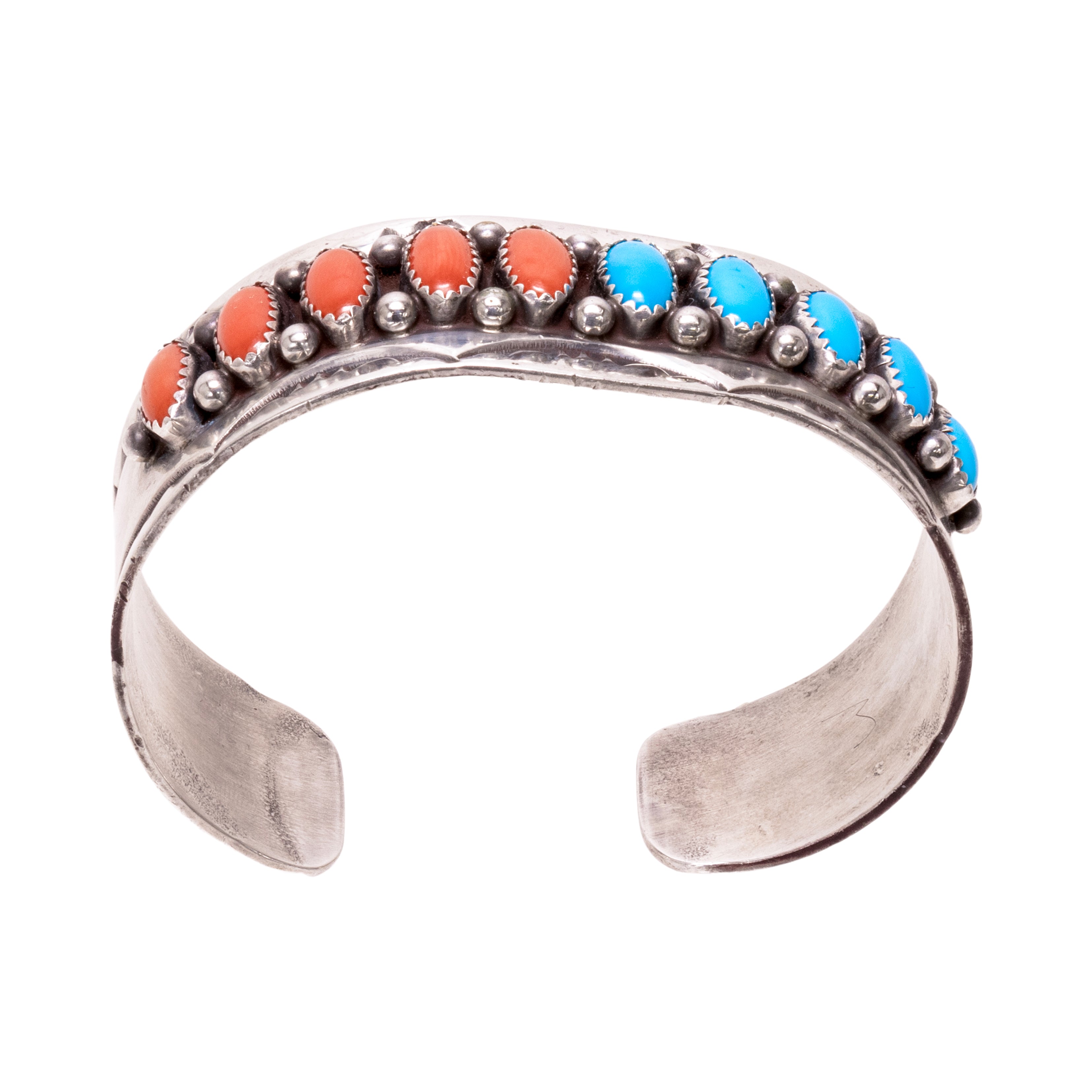 Navajo Turquoise and Coral Bracelet