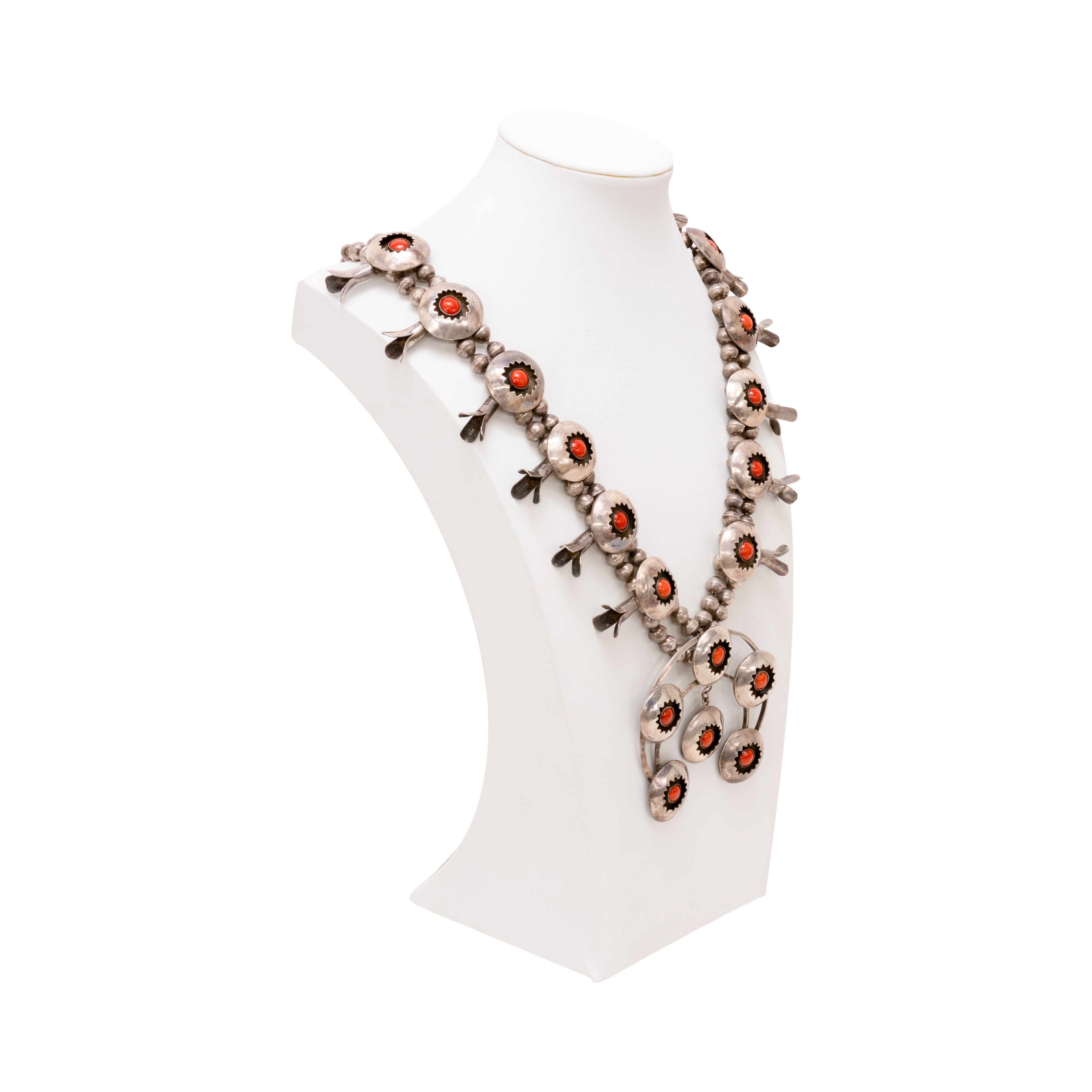 Navajo Coral and Sterling Squash Blossom