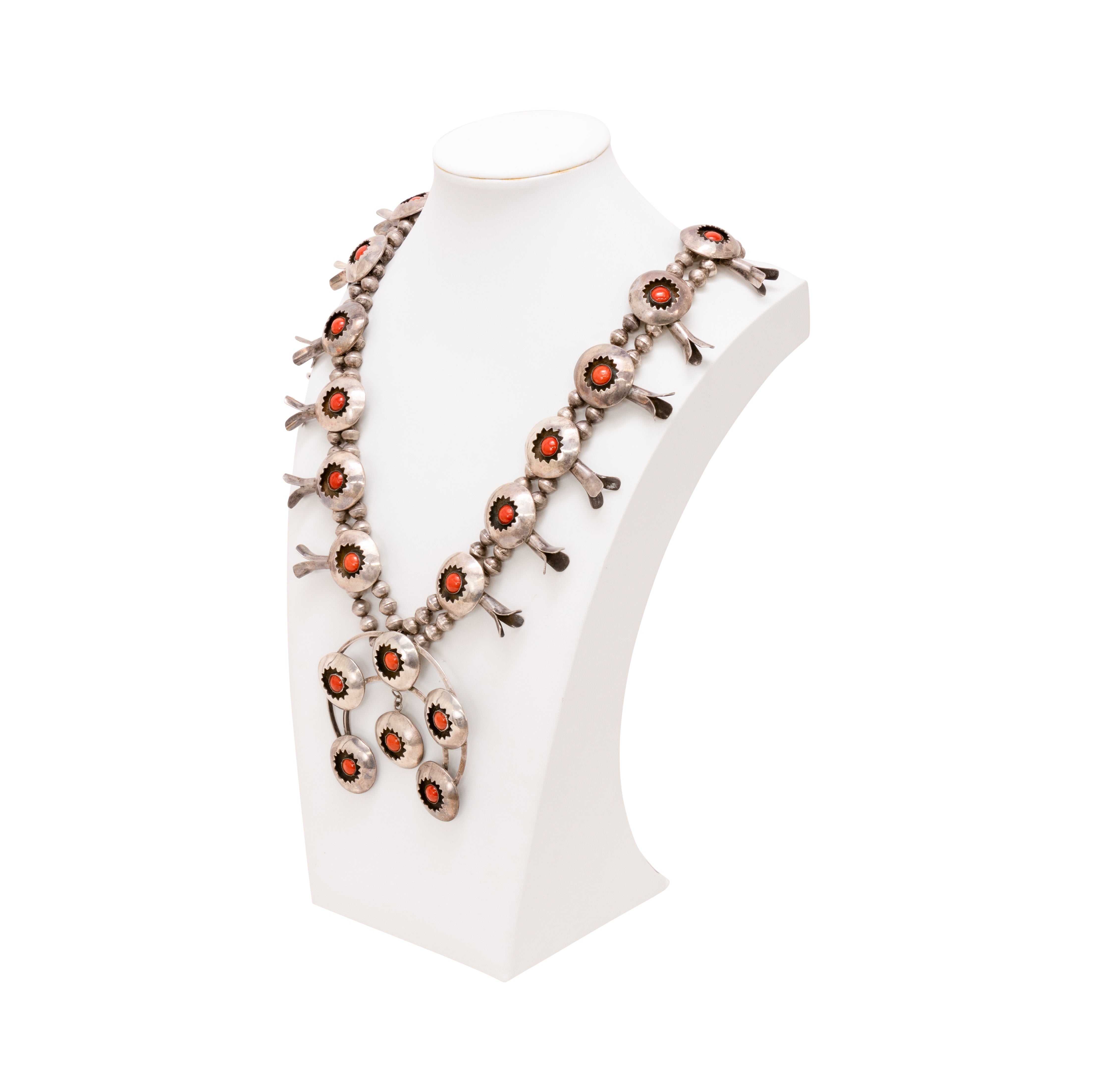 Navajo Coral and Sterling Squash Blossom