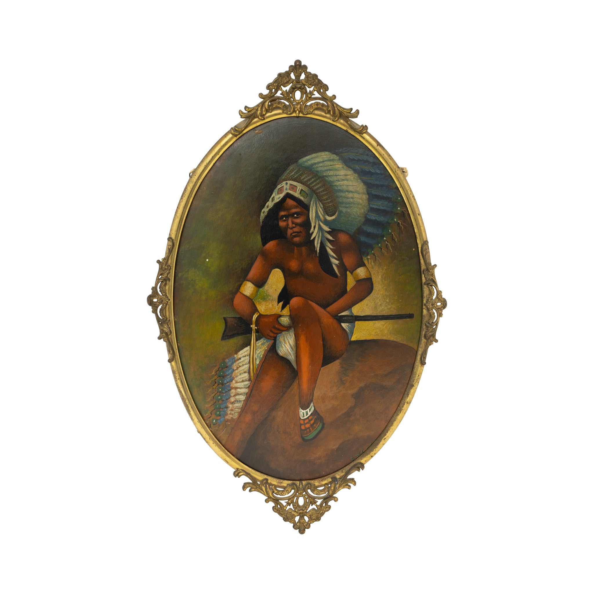 Indian Warrior by A.W. Gage, Fine Art, Painting, Native American