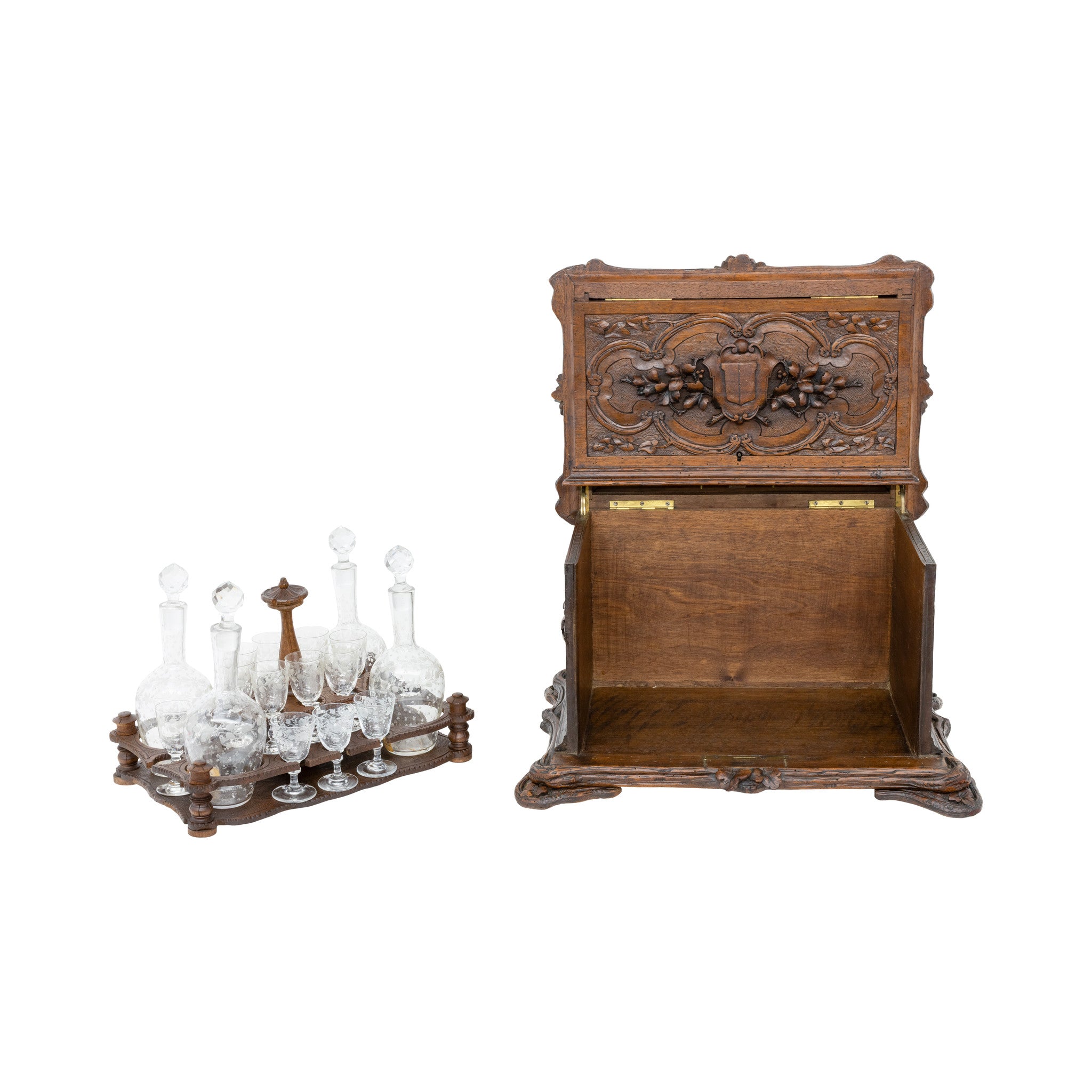 French Deer Head Tantalus Box