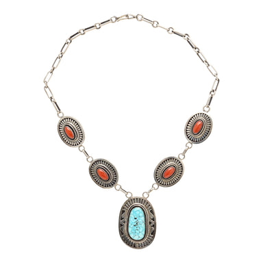 Navajo Turquoise and Coral Necklace, Jewelry, Necklace, Native