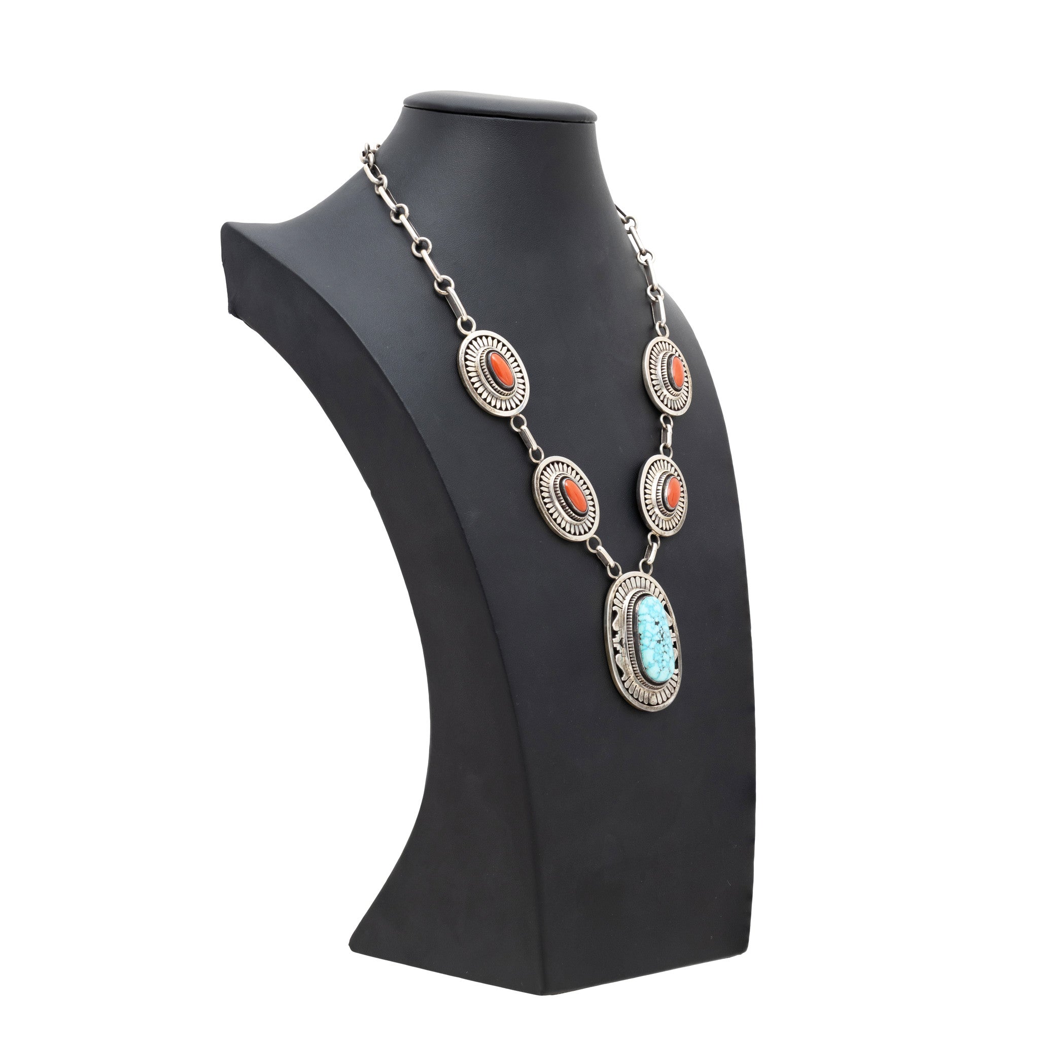 Navajo Turquoise and Coral Necklace
