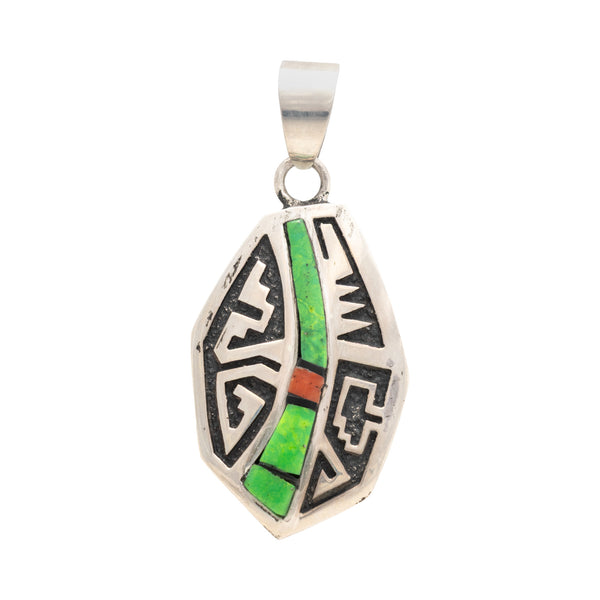 Navajo Inlay Pendant, Jewelry, Necklace, Native