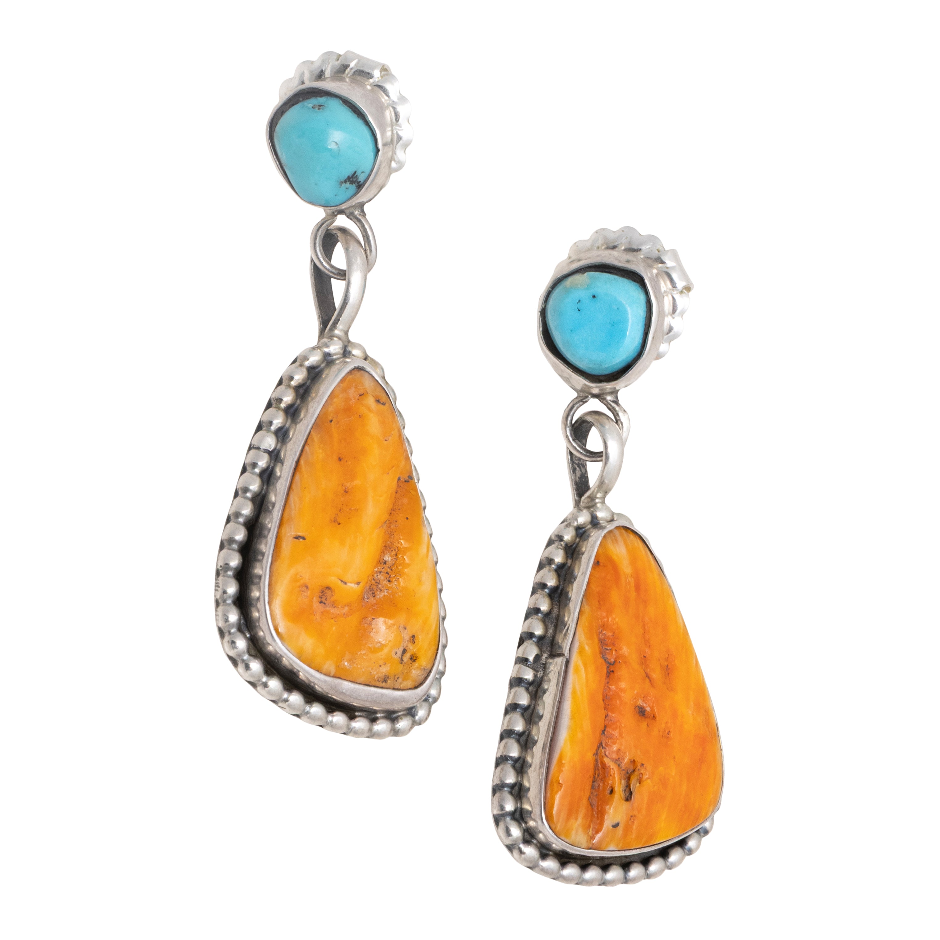 Spiny Oyster and Turquoise Earrings, Jewelry, Earrings, Southwest