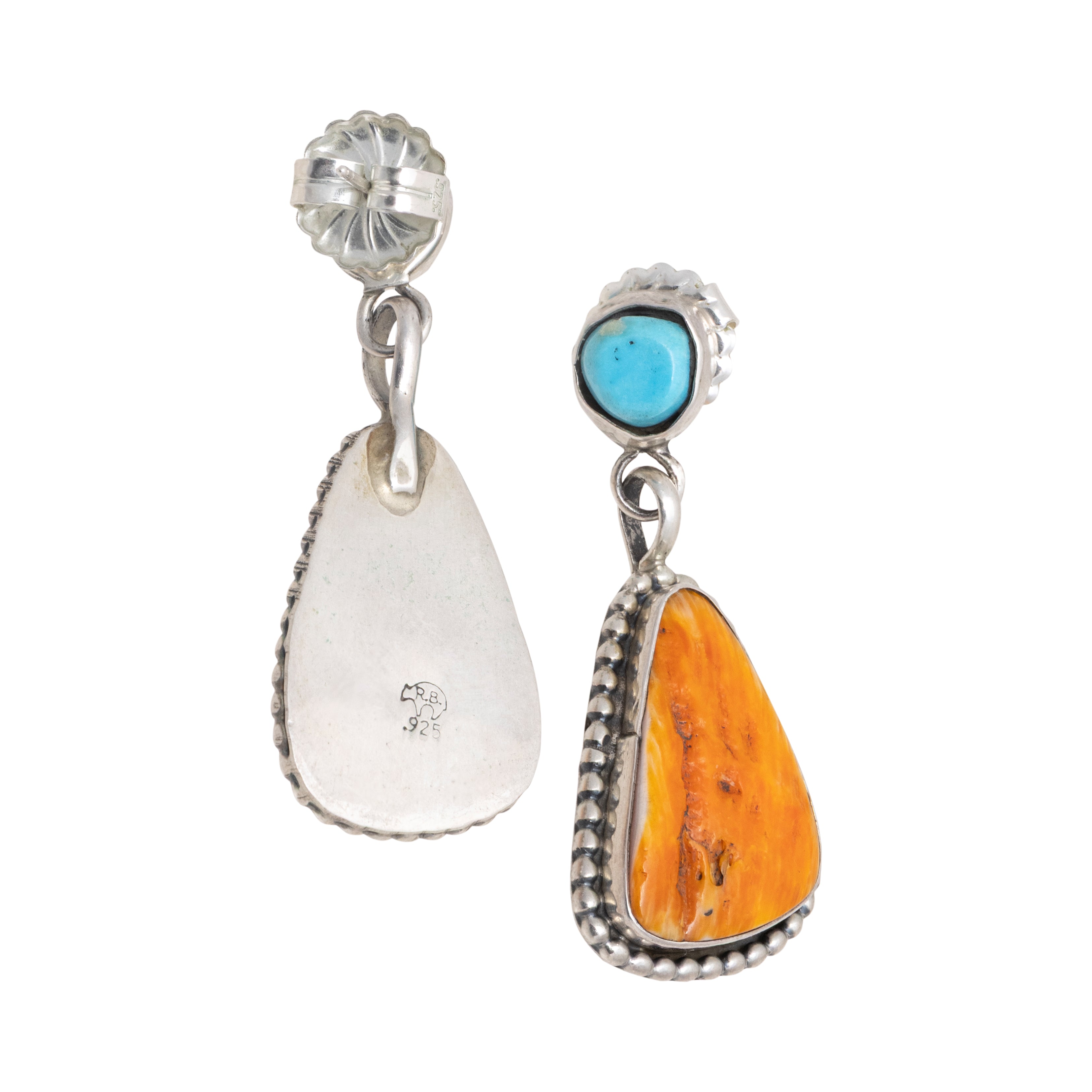 Spiny Oyster and Turquoise Earrings