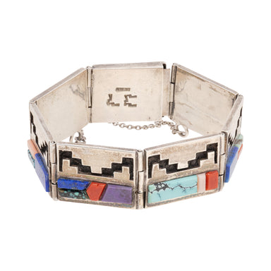 Navajo Inlay Link Bracelet, Jewelry, Bracelet, Native