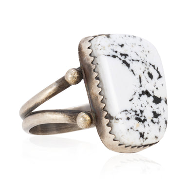 Navajo White Buffalo Turquoise Ring, Jewelry, Ring, Native
