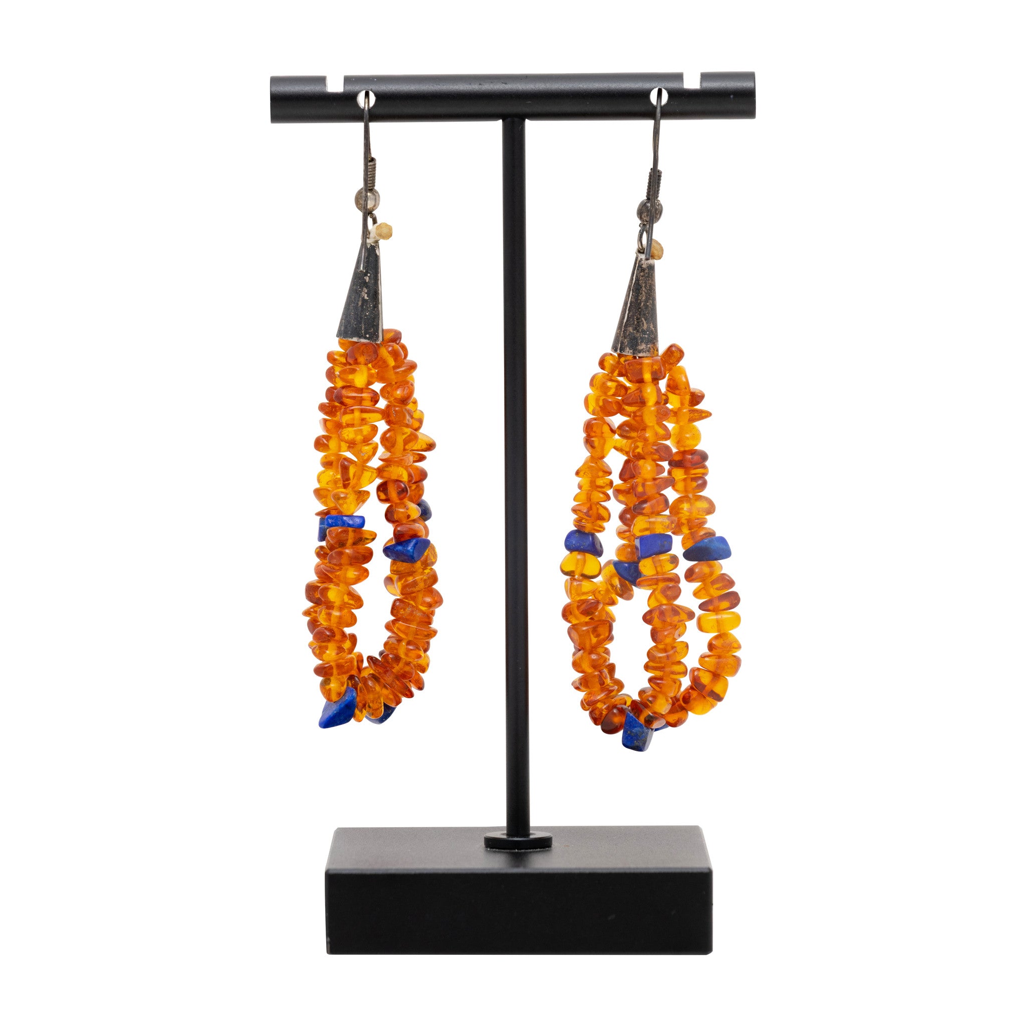 Navajo Amber and Lapis Earrings
