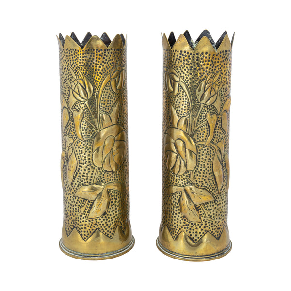 Pair Trench Art Vases, Furnishings, Decor, Trench Art