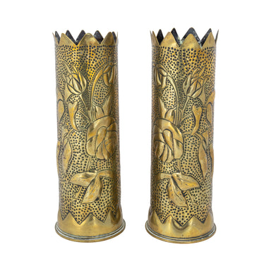 Pair Trench Art Vases, Furnishings, Decor, Trench Art