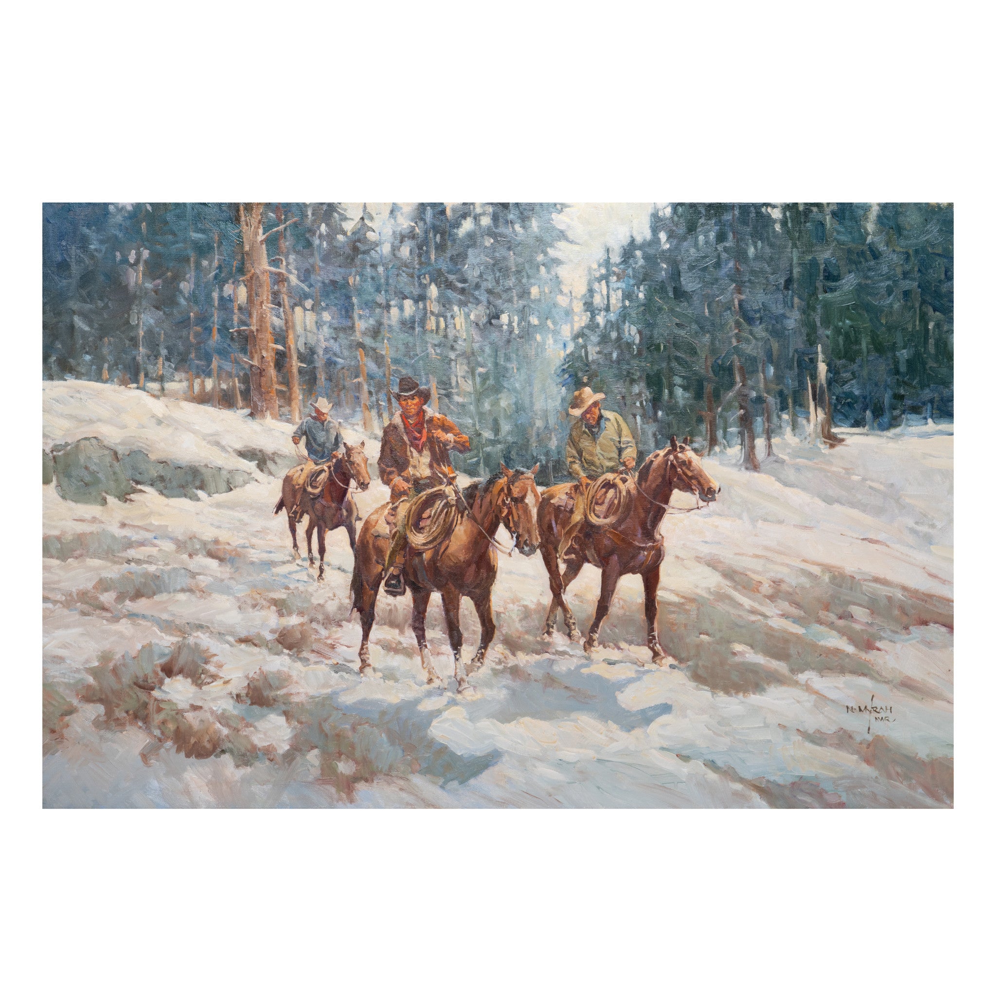 Following the Trail by Newman Myrah, Fine Art, Painting, Western