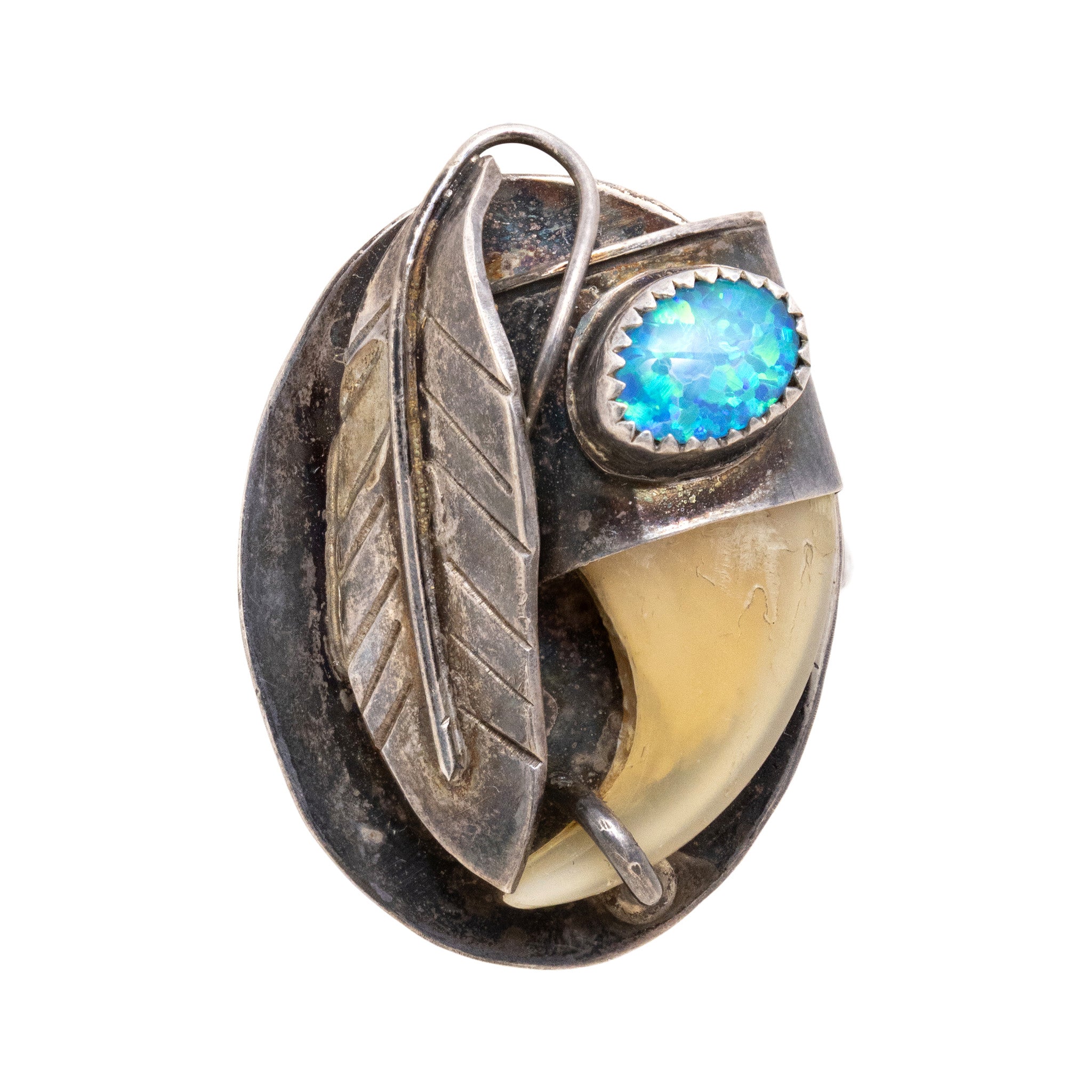 Navajo Bear Claw and Opal Ring