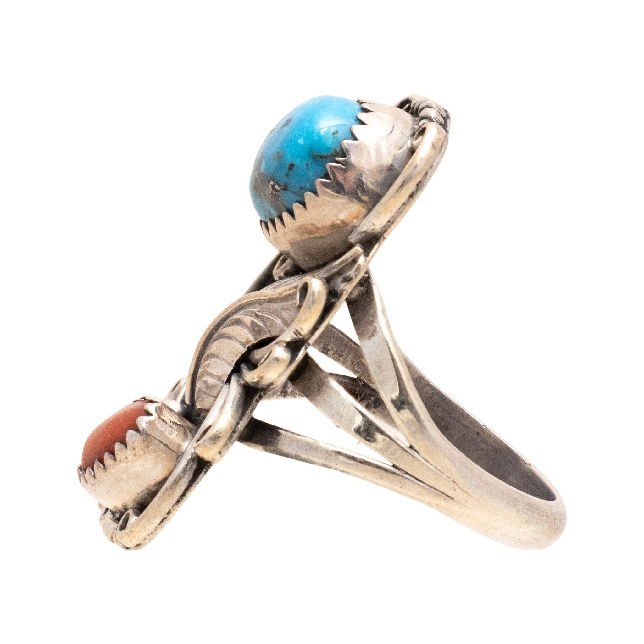 Turquoise and Coral Ring
