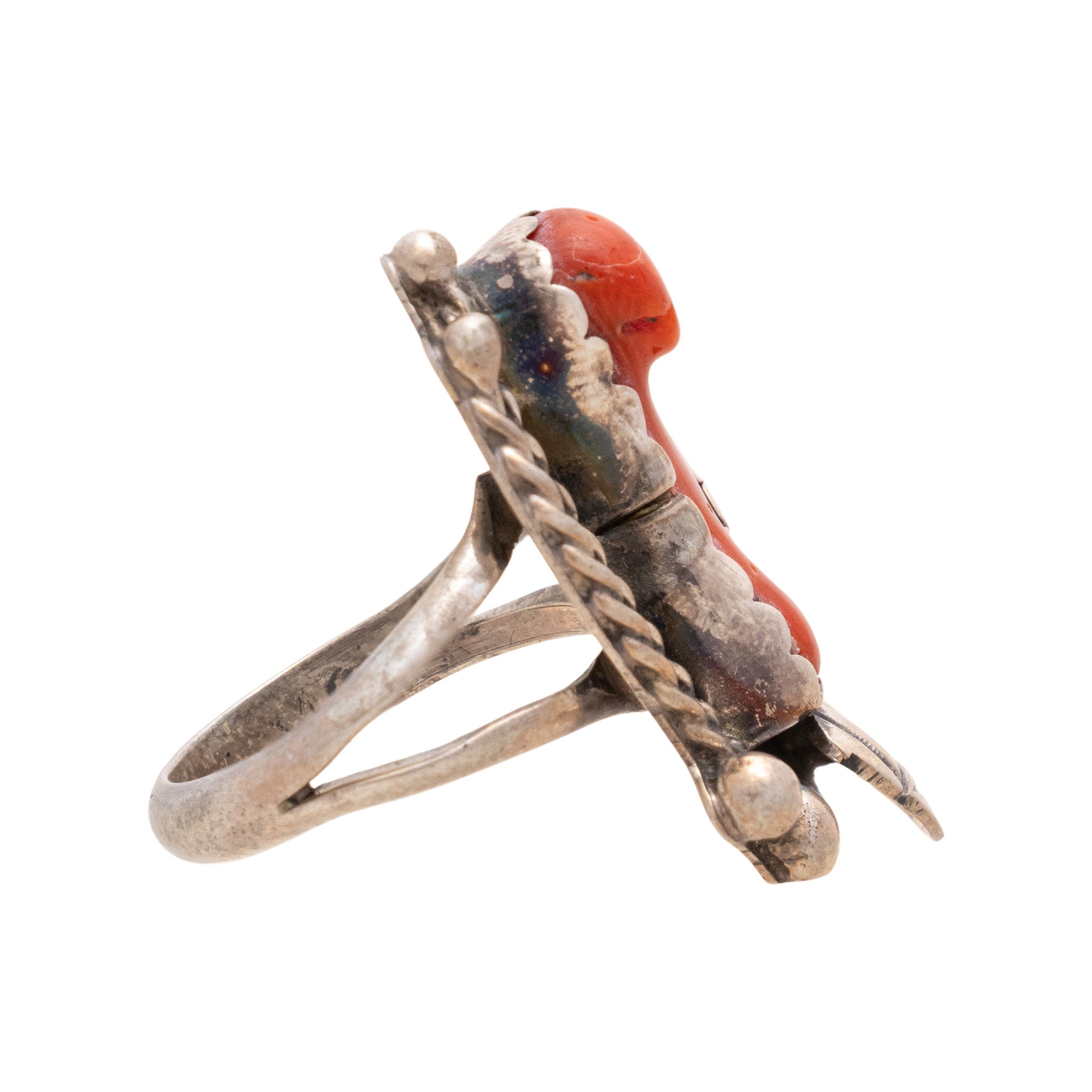 Navajo Coral and Sterling Silver Ring