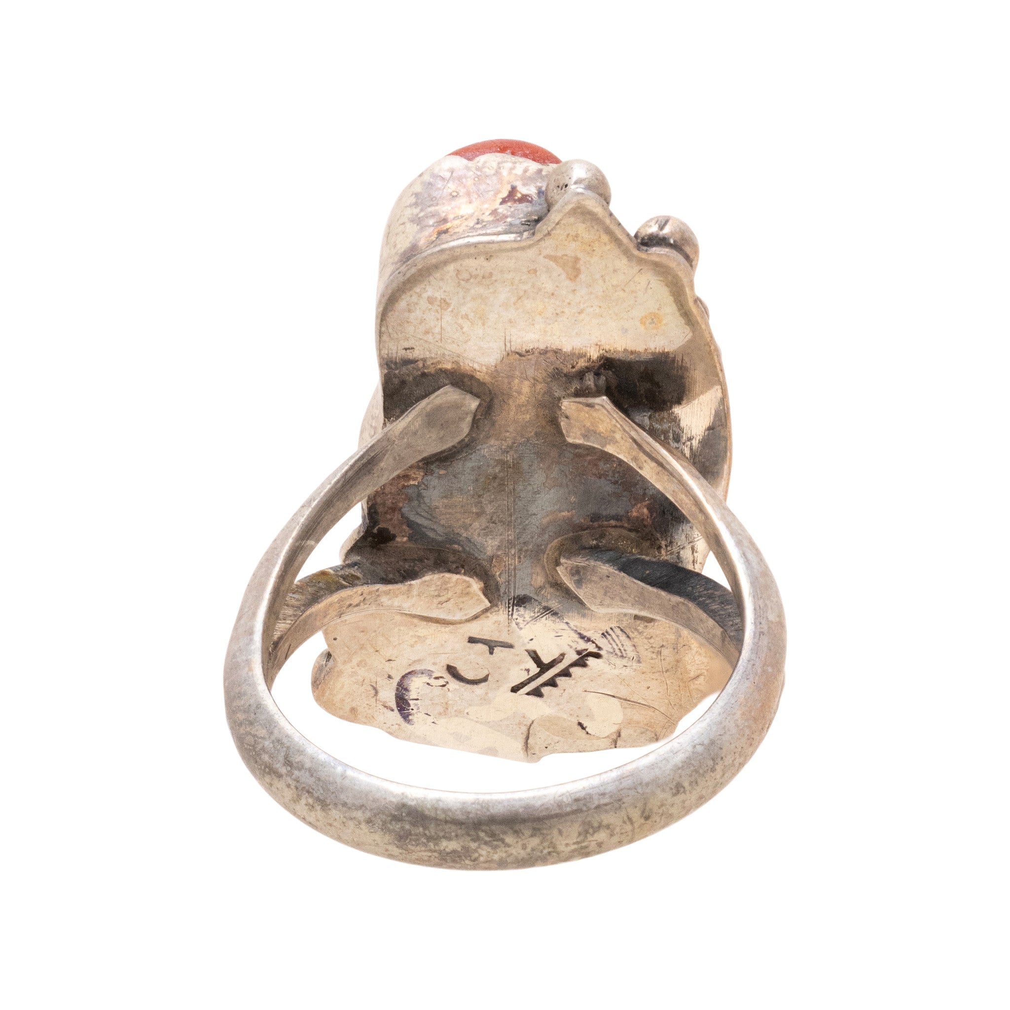 Navajo Coral and Sterling Silver Ring