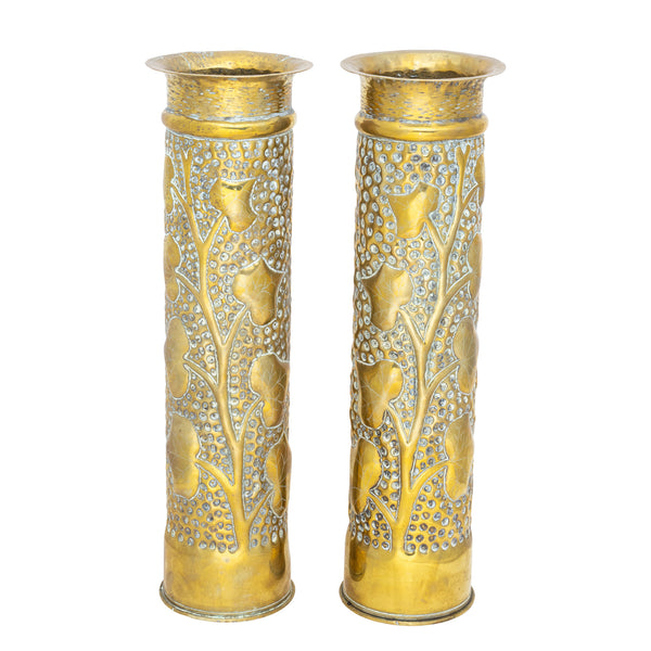 Pair Trench Art Vases, Furnishings, Decor, Trench Art