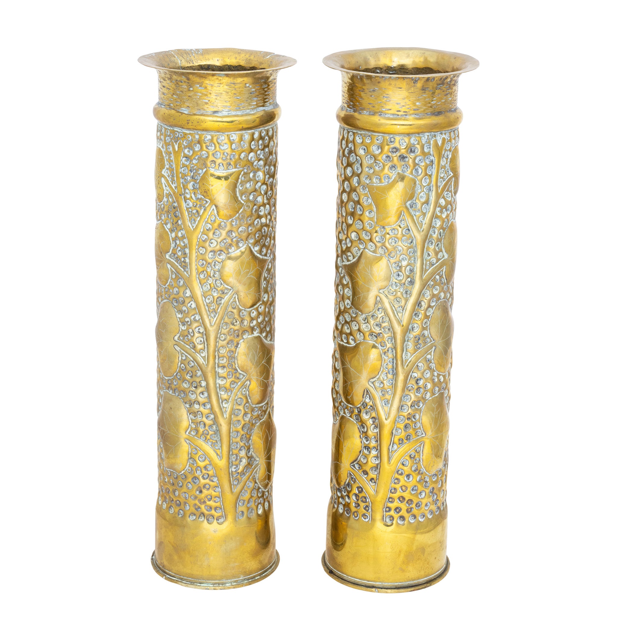 Pair Trench Art Vases, Furnishings, Decor, Trench Art