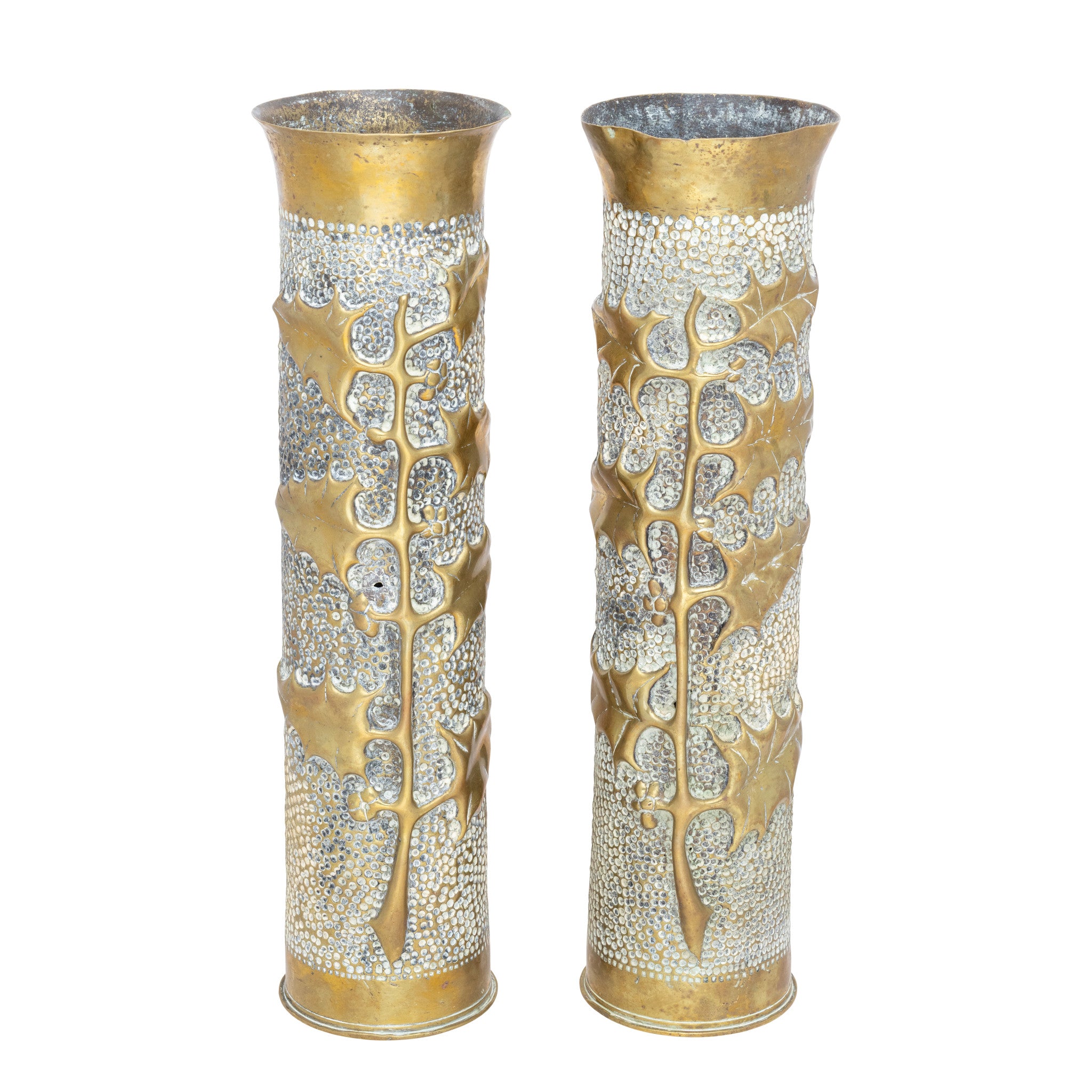 Pair Trench Art Vases, Furnishings, Decor, Trench Art