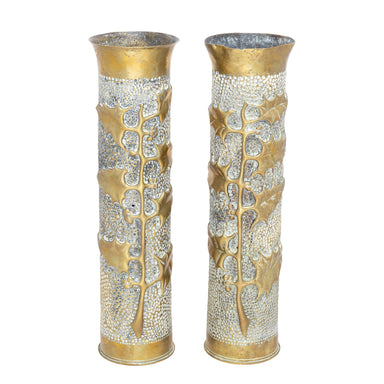 Pair Trench Art Vases, Furnishings, Decor, Trench Art