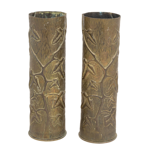 Pair Trench Art Vases, Furnishings, Decor, Trench Art