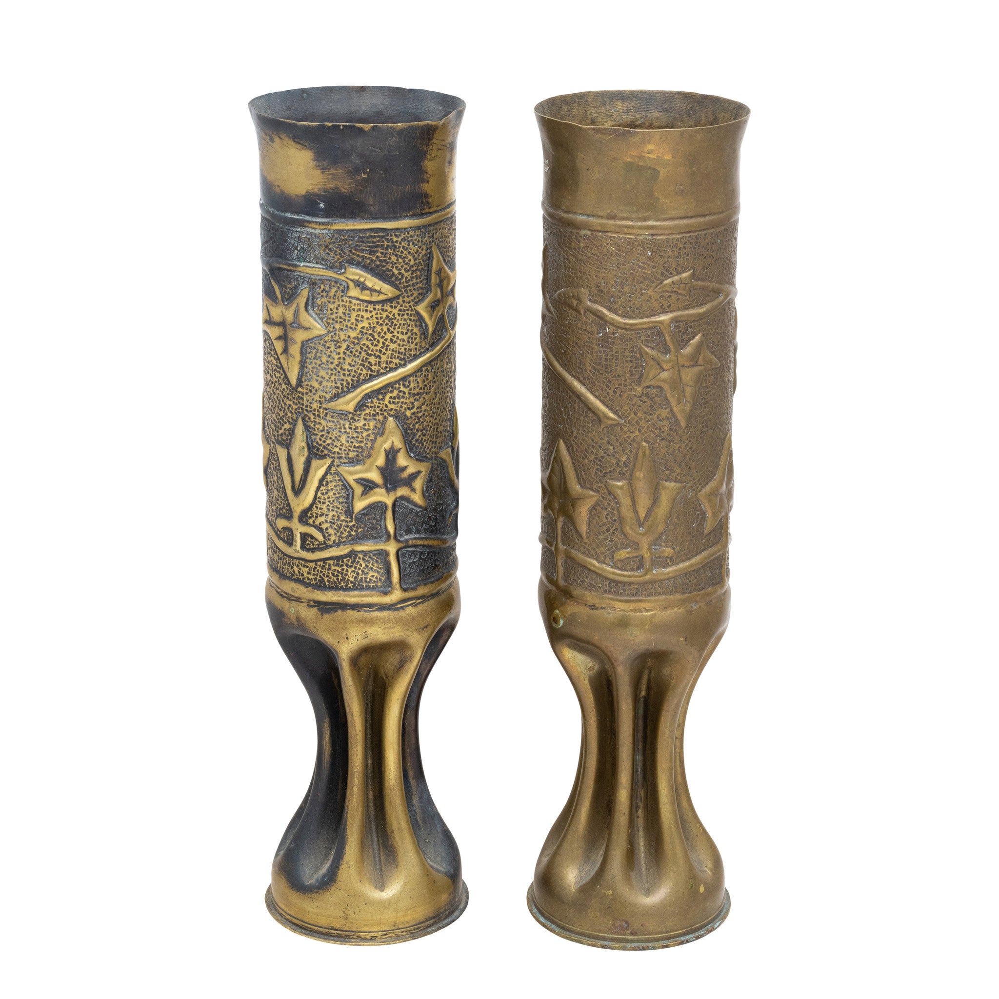 Pair Trench Art Vases, Furnishings, Decor, Trench Art