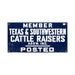 Texas & Southwestern Cattle Raisers Member Sign, Furnishings, Decor, Trade Sign